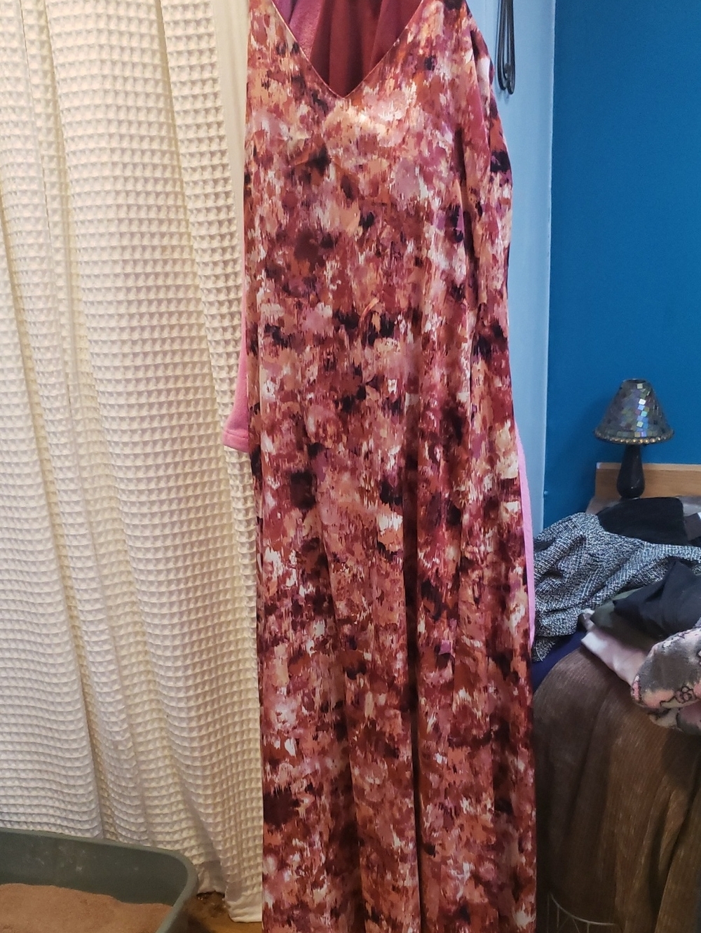 Women’s Pink Floral Maxi Dress - Elegant V-Neck Evening Gown